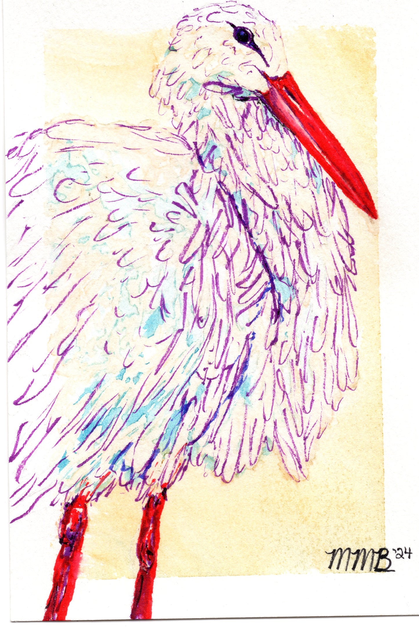 "Stork" Original Watercolor Painting