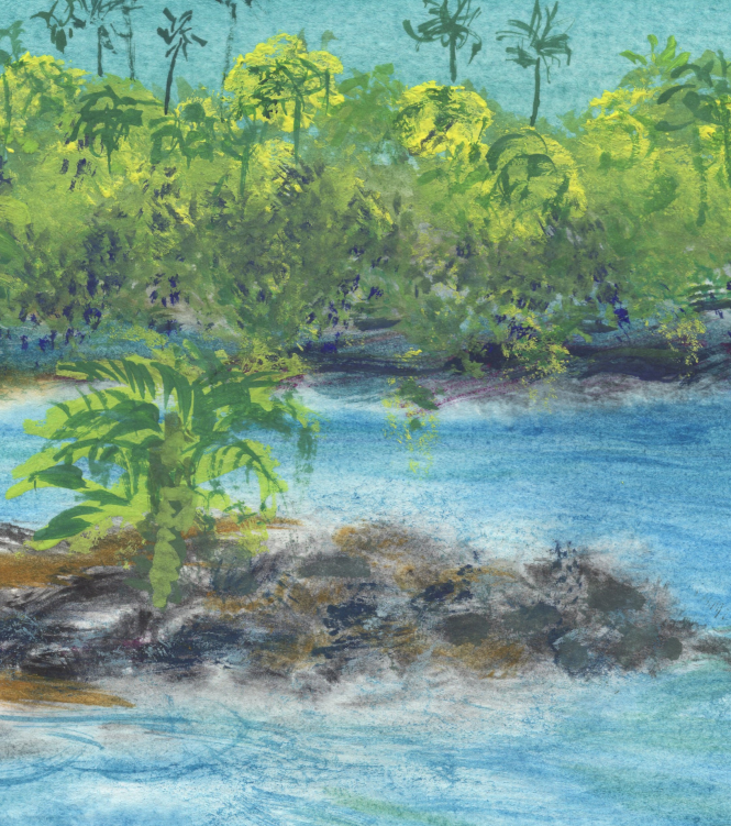 "Legend of Twin Rocks" Original Watercolor Painting