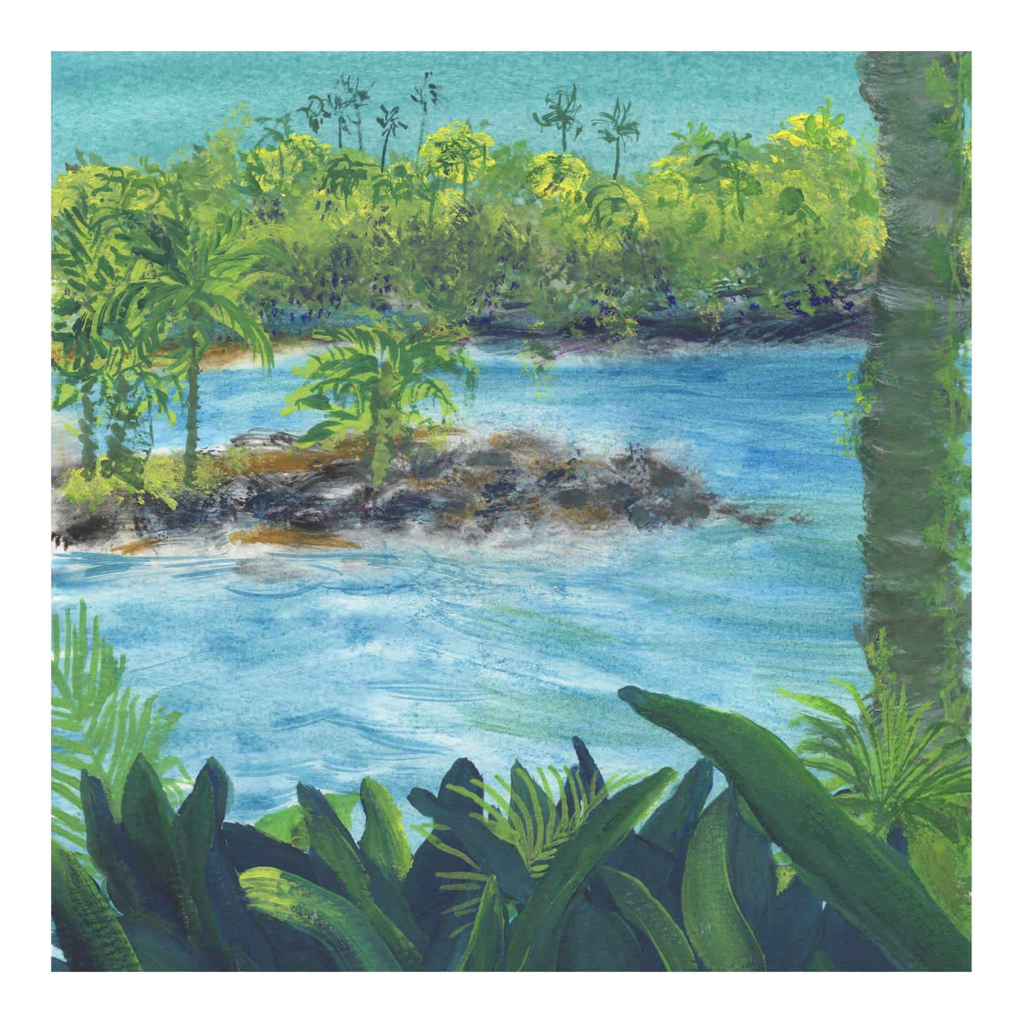 "Legend of Twin Rocks" Original Watercolor Painting